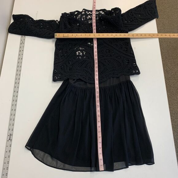 Joie Jordie Lace Dress Womens XS Extra Small Black Lace Bodice Attach Silk Slip - Picture 10 of 16